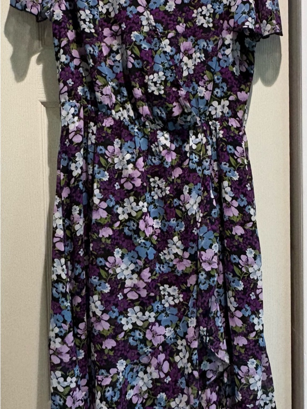 Women’s Purple Floral Wrap Midi Dress
